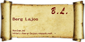 Berg Lajos névjegykártya